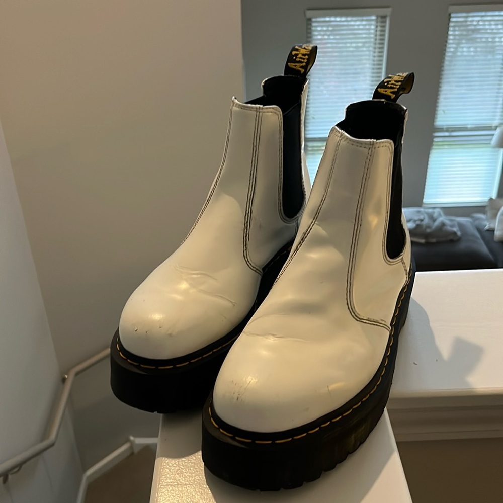 Dr. Marten white platform boots